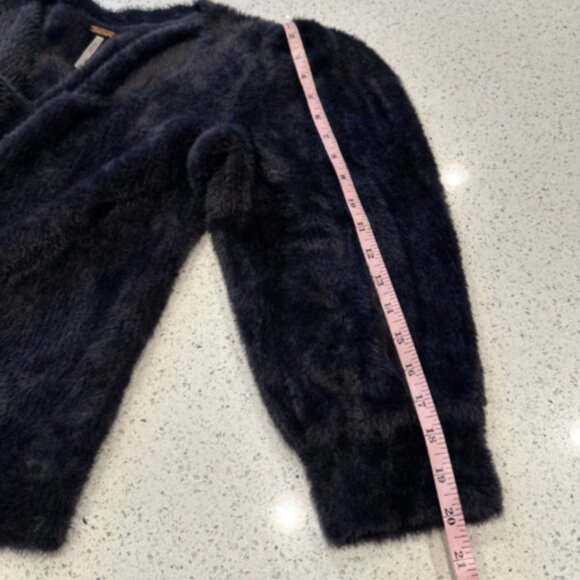 Free People Large Black Sweater Moonbeam Pullover Soft‎ Fuzzy 3/4 Sleeve Soft - Picture 8 of 10